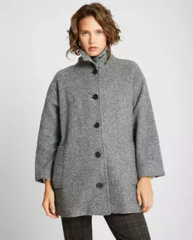 Женское тканевое пальто с воротником-воронкой Trucco, серый