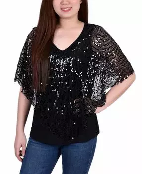 Женское топ-пончо с пайетками спереди NY Collection