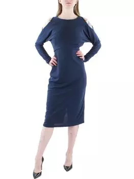 Женское трикотажное эластичное платье миди Lauren Ralph Lauren, темно-синий