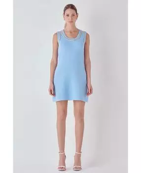 Женское трикотажное мини-платье с цепочкой endless rose, синий