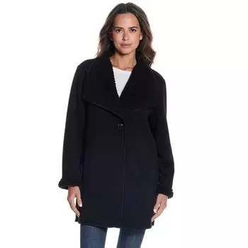 Женское трикотажное пальто Weathercast на подкладке из шерпы в рубчик, черный