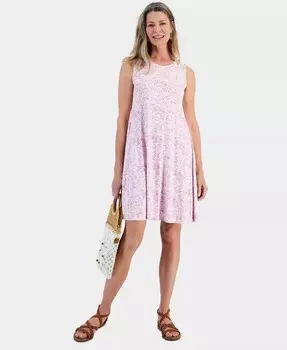 Женское трикотажное платье без рукавов с принтом Style & Co, фиолетовый