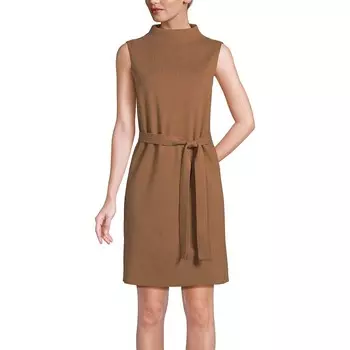Женское трикотажное платье без рукавов с воротником-стойкой Lands End Lands' End, цвет Warm Tawny Brown