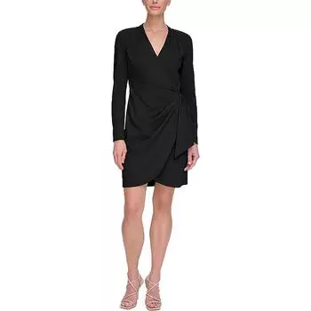 Женское трикотажное платье-футляр с драпировкой DKNY, черный