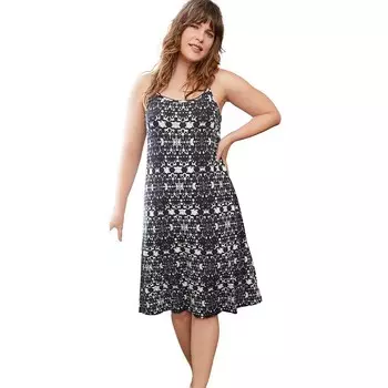 Женское трикотажное платье-майка больших размеров Ellos, цвет Black Grey Print