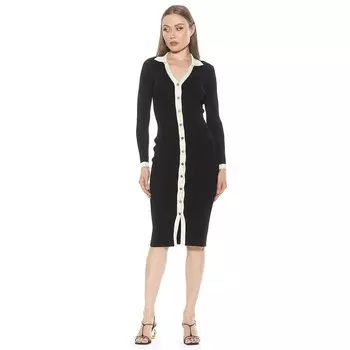 Женское трикотажное платье миди с длинными рукавами ALEXIA ADMOR Cordelia, черный