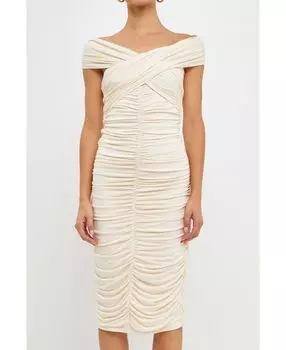 Женское трикотажное платье миди с драпировкой endless rose