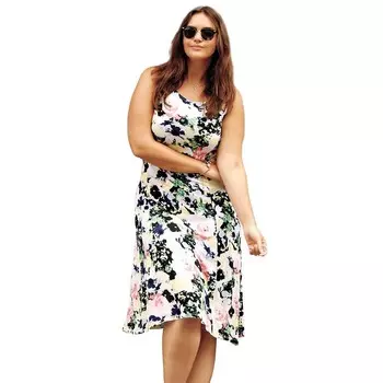 Женское трикотажное платье расклешенного кроя Ellos больших размеров, цвет Multi Floral