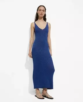 Женское трикотажное платье с люрексом MANGO, синий