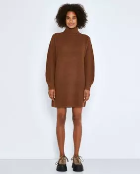 Женское трикотажное платье с высоким воротником Noisy May, темно коричневый