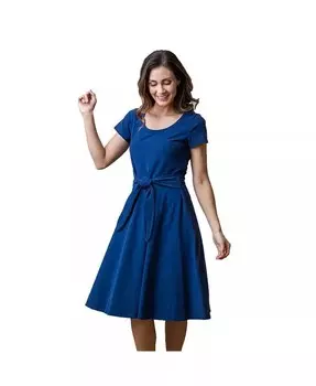 Женское трикотажное платье с завязками на талии Hope & Henry, синий