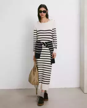 Женское трикотажное платье в полоску Easy Wear, белый