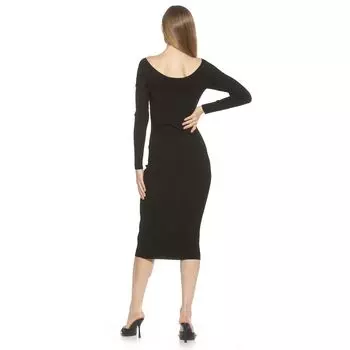 Женское трикотажное платье в рубчик с длинными рукавами ALEXIA ADMOR Christy Crossover ALEXIA ADMOR, черный