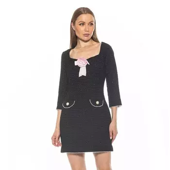 Женское твидовое мини-платье ALEXIA ADMOR Dianys с вырезом принцессы, черный