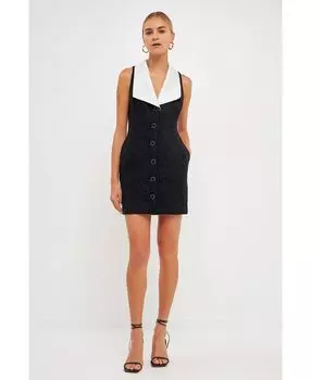 Женское твидовое мини-платье без рукавов endless rose, черный