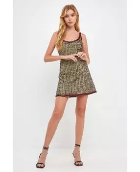 Женское твидовое мини-платье English Factory, мульти