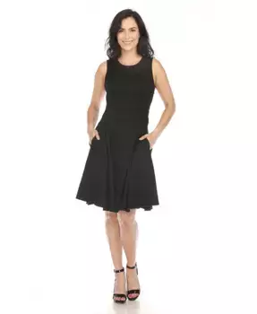 Женское твидовое платье силуэта "приталенное с расклешенной юбкой" White Mark, черный