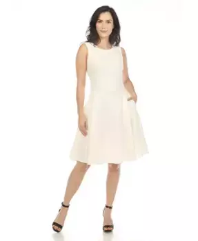 Женское твидовое платье силуэта "приталенное с расклешенной юбкой" White Mark, белый