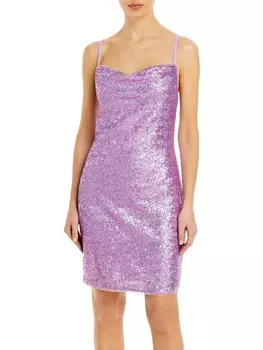 Женское вечернее мини-платье с блестками BCBGMAXAZRIA, лаванда