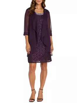 Женское вечернее платье из двух частей из 2 предметов R&M Richards, цвет Plum