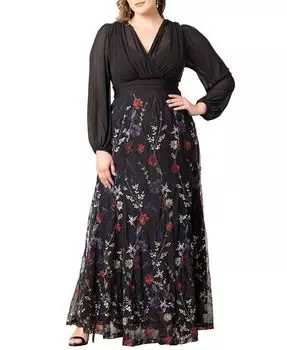 Женское вечернее платье из сетчатой ткани больших размеров с вышивкой Isabella Kiyonna, черный