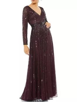 Женское вечернее платье макси с блестками Mac Duggal, цвет Mulberry
