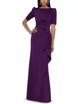 Женское вечернее платье макси с драпировкой Petites Xscape, цвет Plum