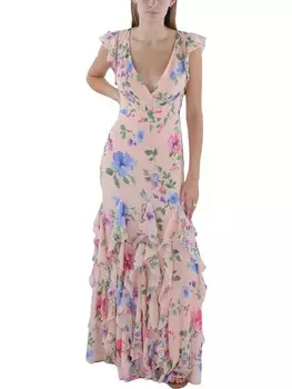 Женское вечернее платье макси с искусственным запахом Lauren Ralph Lauren, цвет Pink Floral
