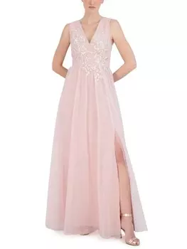 Женское вечернее платье макси с вышивкой BCBGMAXAZRIA, розовый