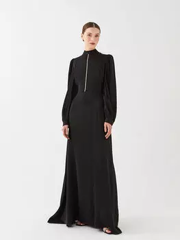 Женское вечернее платье с круглым вырезом и вышивкой с длинным рукавом LCWAIKIKI Classic