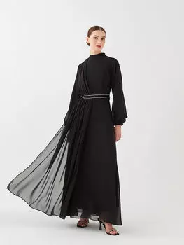 Женское вечернее платье с круглым вырезом и вышивкой с длинным рукавом LCWAIKIKI Classic