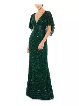 Женское вечернее платье с накидкой из бисера Mac Duggal, цвет Forest Green