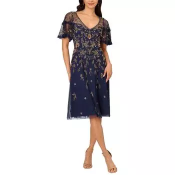 Женское вечернее платье с оборками и сетчатой отделкой Adrianna Papell