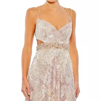 Женское вечернее платье с вырезом и украшением Mac Duggal, цвет Oyster