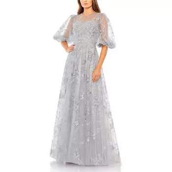 Женское вечернее платье с вышитыми рукавами-фонариками Mac Duggal