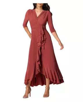 Женское вечернее платье Veronica Ruffle Kiyonna, красный