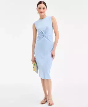 Женское вязаное платье миди с узлом спереди On 34th, синий