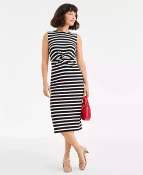 Женское вязаное платье миди с узлом спереди On 34th, черный