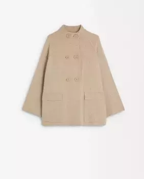 Женское вязаное пончо на пуговицах, однотонное Parfois, бежевый