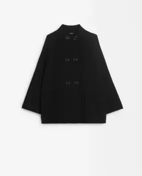 Женское вязаное пончо на пуговицах, однотонное Parfois, черный