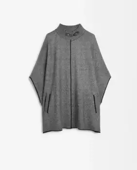 Женское вязаное пончо с высоким воротом, однотонное Parfois, серый
