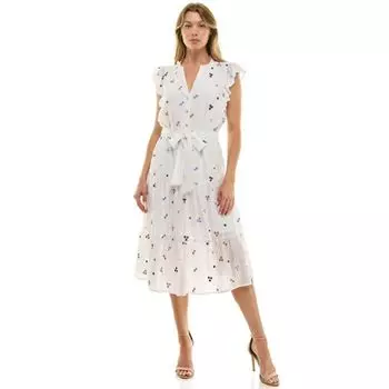 Женское вышитое платье миди Figueroa & Flower, цвет white navy