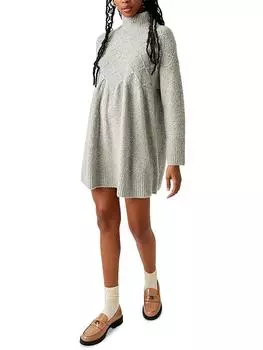 Женское вышитое платье-свитер с воротником-стойкой Free People, цвет heather gray