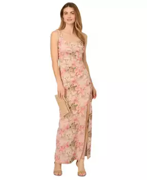 Женское жаккардовое платье-колонна с высоким разрезом Adrianna Papell, розовый