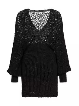 Женственное мини-платье крючком из хлопка Frederick Anderson, черный