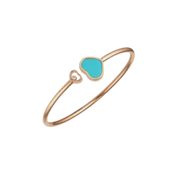 Жесткий браслет happy hearts из розового золота с бриллиантами и бирюзой Chopard