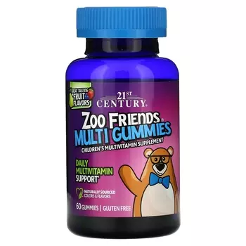 Жевательные конфеты 21st Century Zoo Friends фруктовые, 60 шт