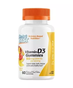 Жевательные конфеты с витамином D3 и тропическим манго — 60 жевательных конфет — Doctor's Best