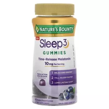 Жевательные конфеты Sleep 3, черника, 10 мг, 60 жевательных конфет (5 мг на одну жевательную конфету) Nature'S Bounty