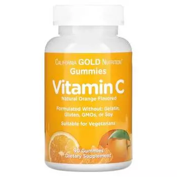 Жевательные таблетки с витамином C California Gold Nutrition Vitamin C Gummies, 90 таблеток